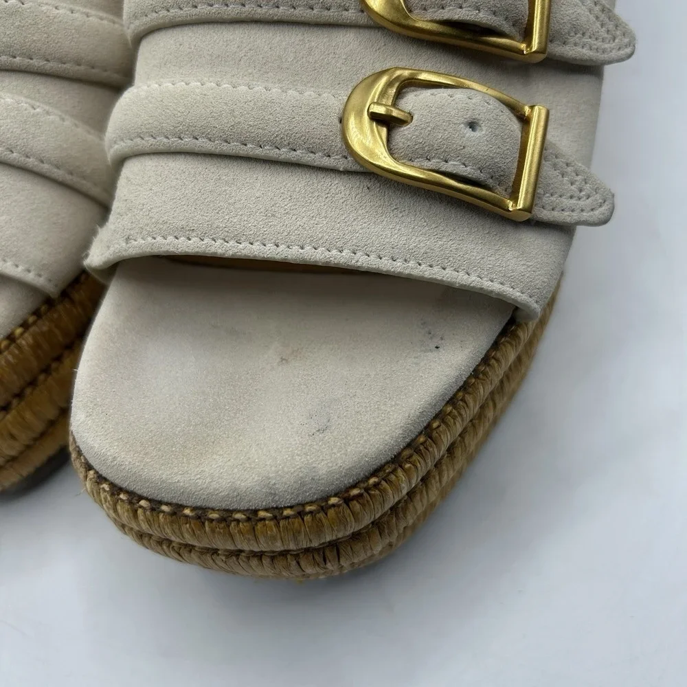 Franco Sarto‎ Women's A-Torino Espadrille Slides Ecru White Platform Size 8.5M